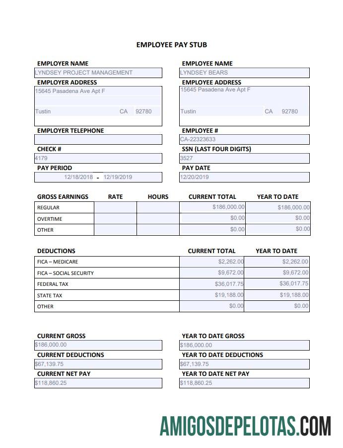 Recibo de pagamento do funcionário editado exemplo real